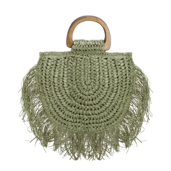 Melie Bianco green straw purse Sicily new boho - Picture 1 of 11